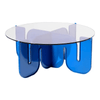 BEND Wave Table Electric Blue Clear Glass Top 