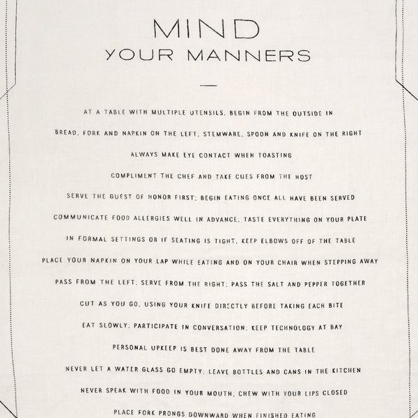 Sir Madam Pure Linen Tea Towel - Mind Your Manners