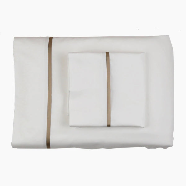 Ann Gish Cotton Sheet Set w/ Charmeuse Trim
