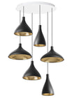 Pablo Swell Chandelier - 6 Black / Brass 