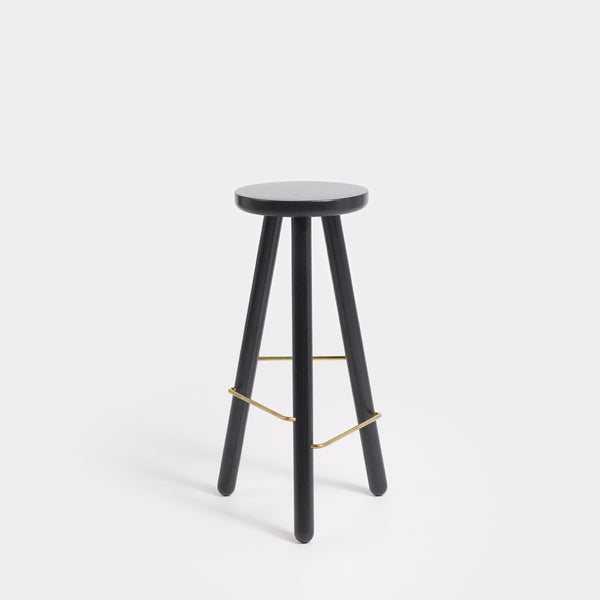 Another Country Bar Stool One Ash - Black Painted 11.75" Dia x 15.50" W x 25.5" H 