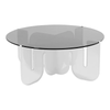 BEND Wave Table White Smoke Glass Top 