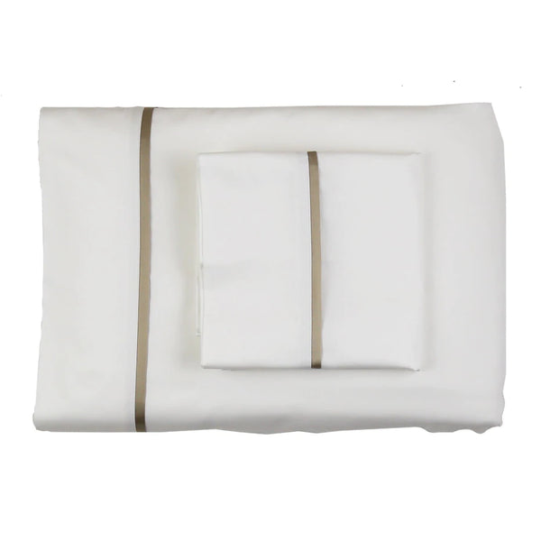 Ann Gish Cotton Sheet Set w/ Charmeuse Trim