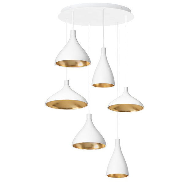 Pablo Swell Chandelier - 6 Black / Brass 