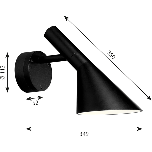 Louis Poulsen AJ 50 LED Outdoor Wall Lamp Black 