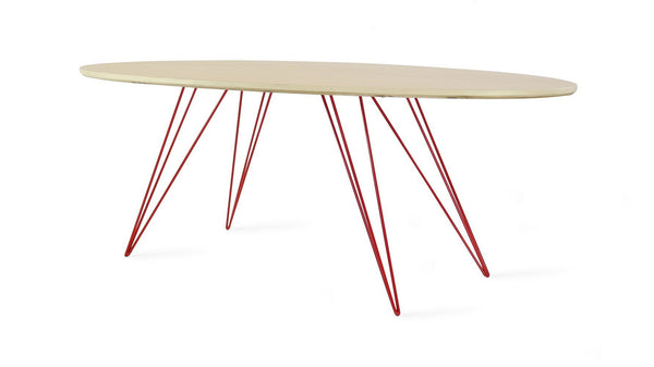 Tronk Williams Coffee Table - Oval Thin Maple Blood Red