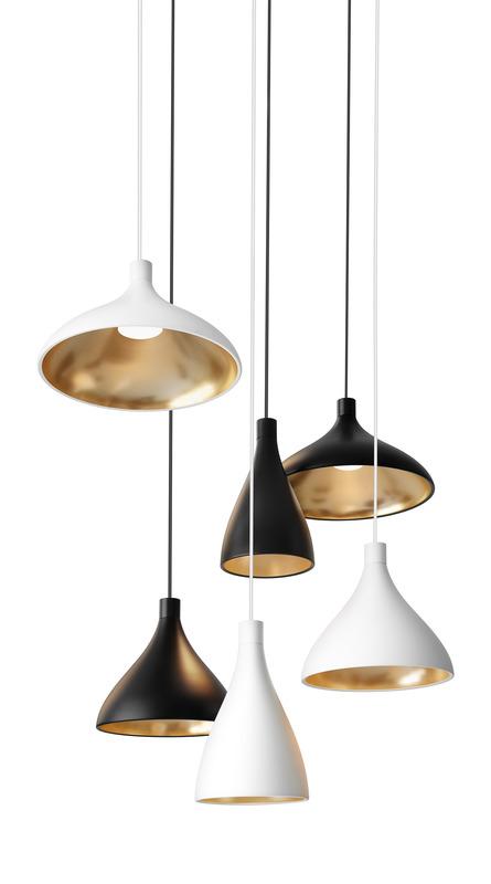 Pablo Swell Single Pendant - Narrow Black / Brass 