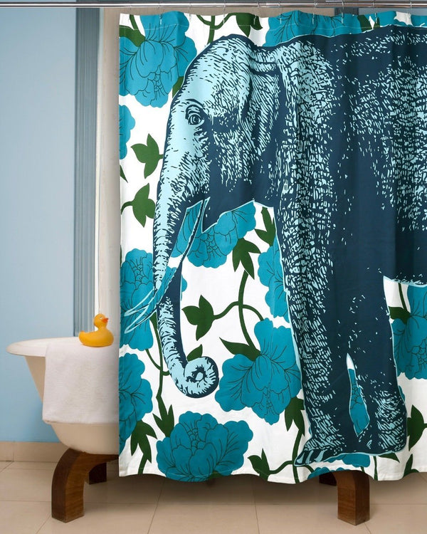 Thomas Paul Elephant Floral Shower Curtain 