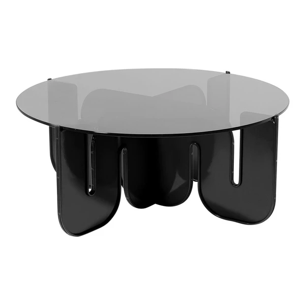 BEND Wave Table White Clear Glass Top 