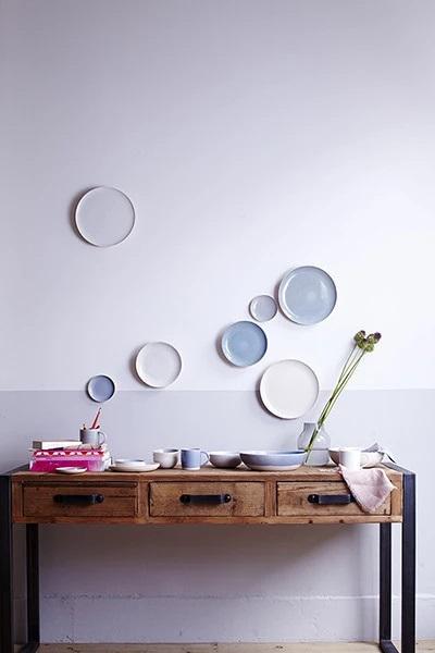 Canvas Home Shell Bisque Round Serving Bowl Blue 