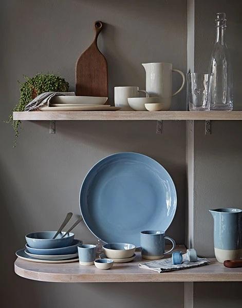 Canvas Home Shell Bisque Round Serving Bowl Blue 