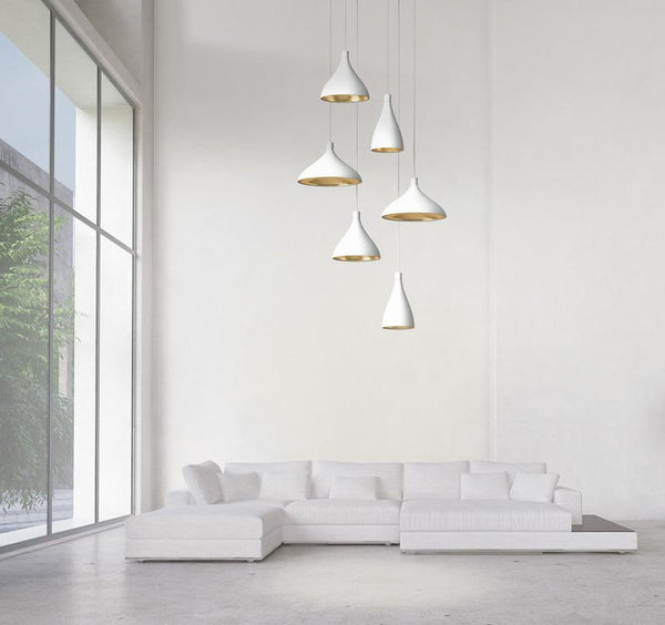 Pablo Swell Chandelier - 6 Black / Brass 