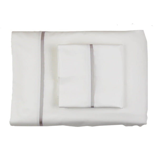 Ann Gish Cotton Sheet Set w/ Charmeuse Trim