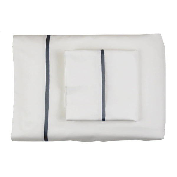 Ann Gish Cotton Sheet Set w/ Charmeuse Trim