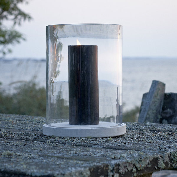 Skargaarden Moja Candle Lantern Concrete Plate / Clear Glass 