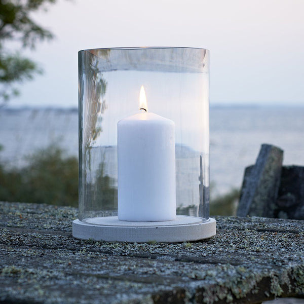 Skargaarden Moja Candle Lantern Concrete Plate / Clear Glass 