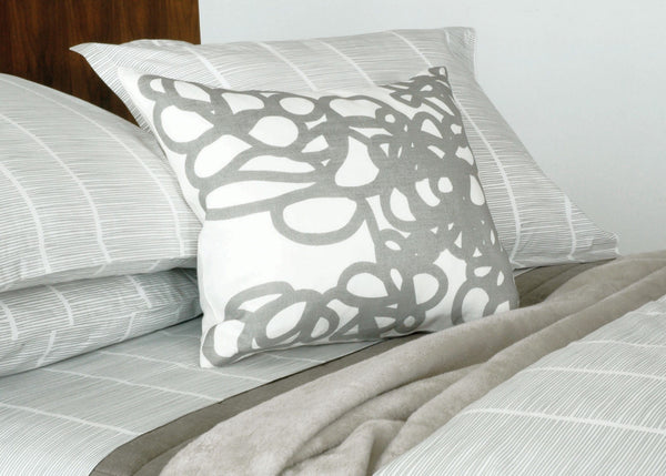 Area Daisy Linen Throw Pillow Grey 