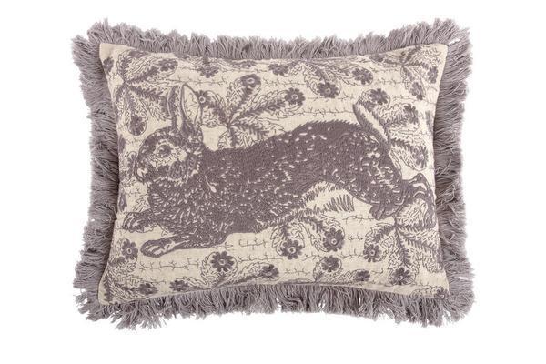 Thomas Paul Bunny Embroidered Pillow Thistle 