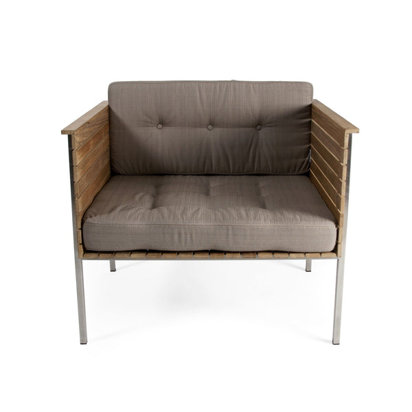 Skargaarden Häringe Lounge Chair Brushed Stainless Steel White No Cover