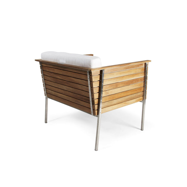 Skargaarden Häringe Lounge Chair Brushed Stainless Steel White No Cover