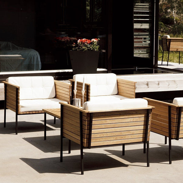 Skargaarden Häringe Lounge Chair Brushed Stainless Steel White No Cover
