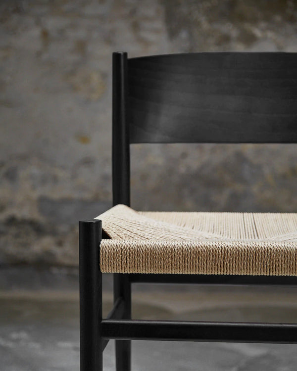 Mater Nestor Dining Chair Black Stained Beech / Black Paper Cord Seat 