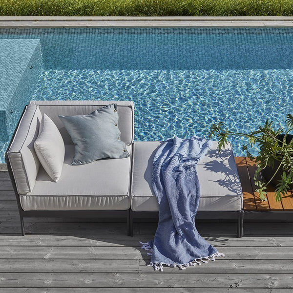 Skargaarden Lido Ottoman Dark Grey Silver Grey Sunbrella 3741 