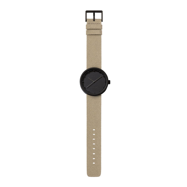 LEFF Amsterdam D38 Watch Steel / Black Leather Strap 