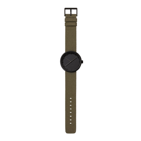 LEFF Amsterdam D38 Watch Steel / Black Leather Strap 