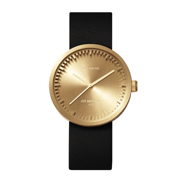 LEFF Amsterdam D38 Watch Steel / Black Leather Strap 