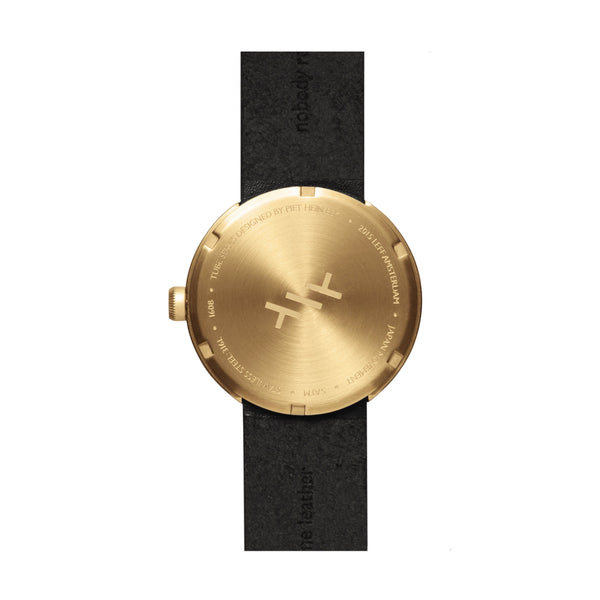 LEFF Amsterdam D38 Watch Steel / Black Leather Strap 