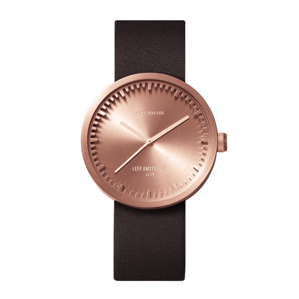 LEFF Amsterdam D38 Watch Steel / Black Leather Strap 