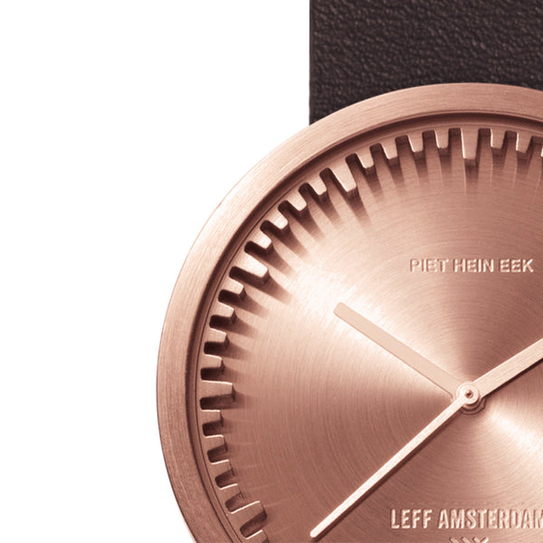 LEFF Amsterdam D38 Watch Steel / Black Leather Strap 