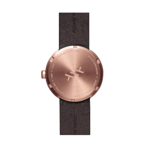 LEFF Amsterdam D38 Watch Steel / Black Leather Strap 
