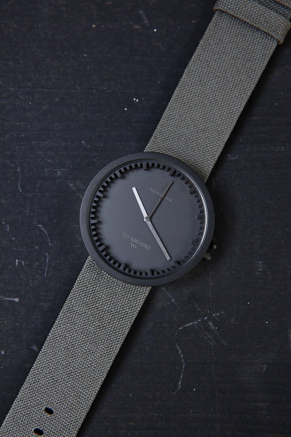 LEFF Amsterdam D42 Watch Steel / Black Leather Strap 