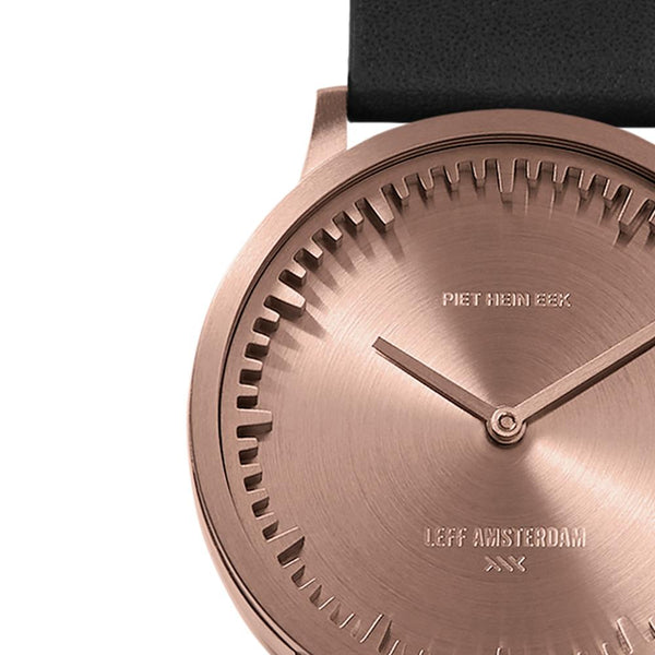 LEFF Amsterdam T32 Watch Steel / Black Leather Strap 