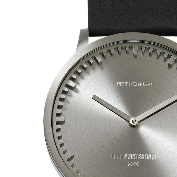 LEFF Amsterdam T40 Watch Steel / Black Leather Strap 