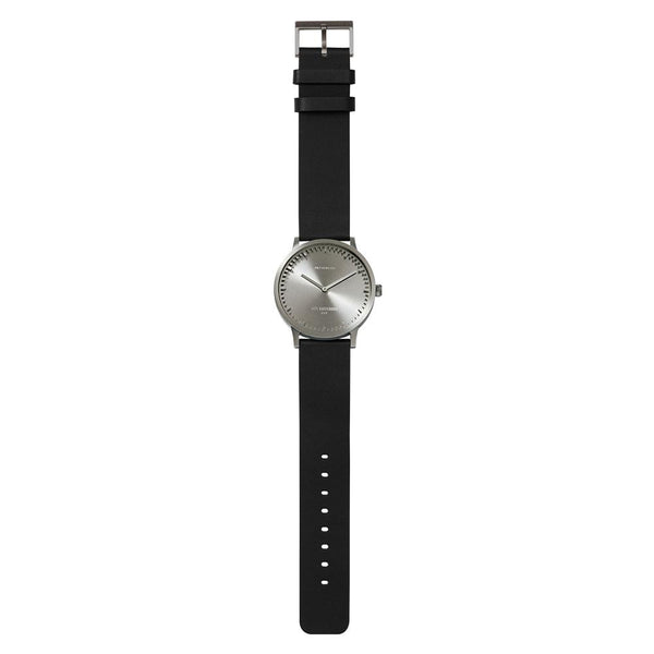 LEFF Amsterdam T40 Watch Steel / Black Leather Strap 