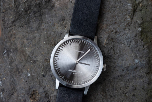 LEFF Amsterdam T40 Watch Steel / Black Leather Strap 