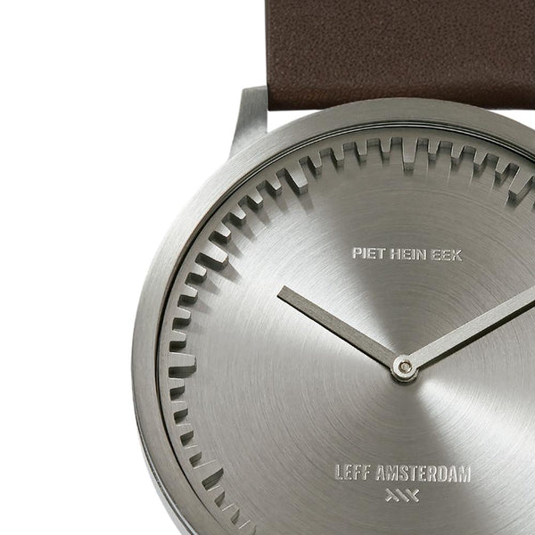 LEFF Amsterdam T40 Watch Steel / Black Leather Strap 