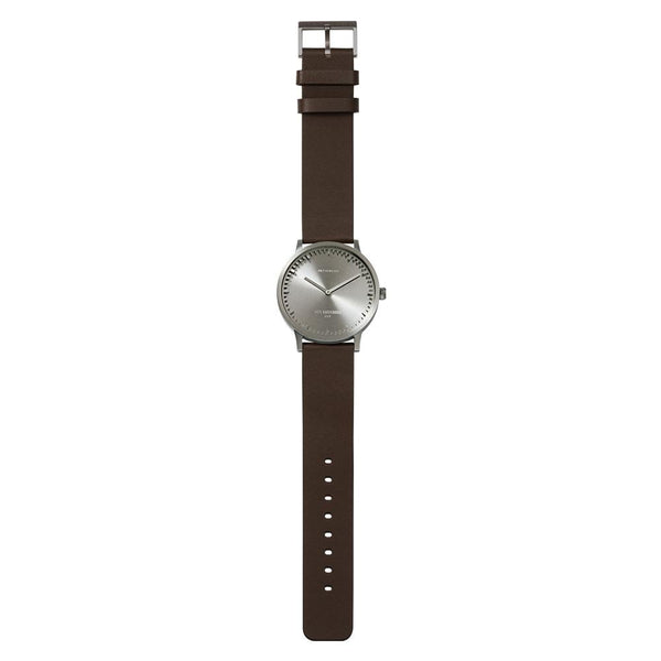 LEFF Amsterdam T40 Watch Steel / Black Leather Strap 