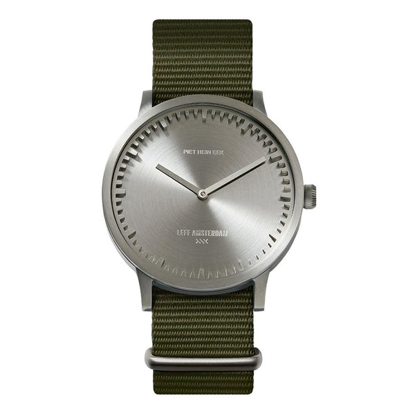 LEFF Amsterdam T40 Watch Steel / Black Leather Strap 