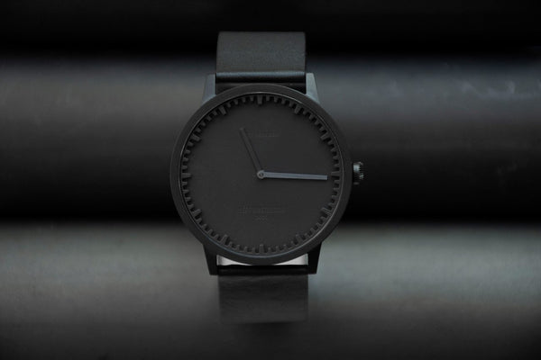 LEFF Amsterdam T40 Watch Steel / Black Leather Strap 