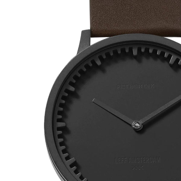 LEFF Amsterdam T40 Watch Steel / Black Leather Strap 