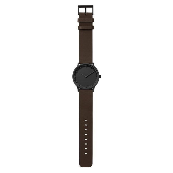 LEFF Amsterdam T40 Watch Steel / Black Leather Strap 