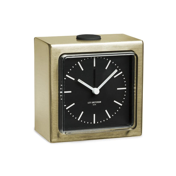 LEFF Amsterdam Brick Index Wall/Desk Clock - Black Face Stainless Steel 
