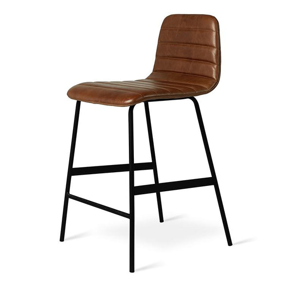 Gus Lecture Counter Stool Saddle Brown Leather 