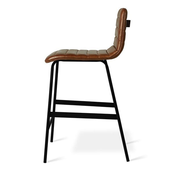 Gus Lecture Counter Stool Saddle Brown Leather 