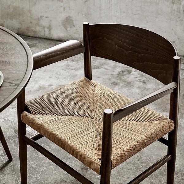 Mater Nestor Dining Armchair Beech - Black Stained Black Linen Belt 