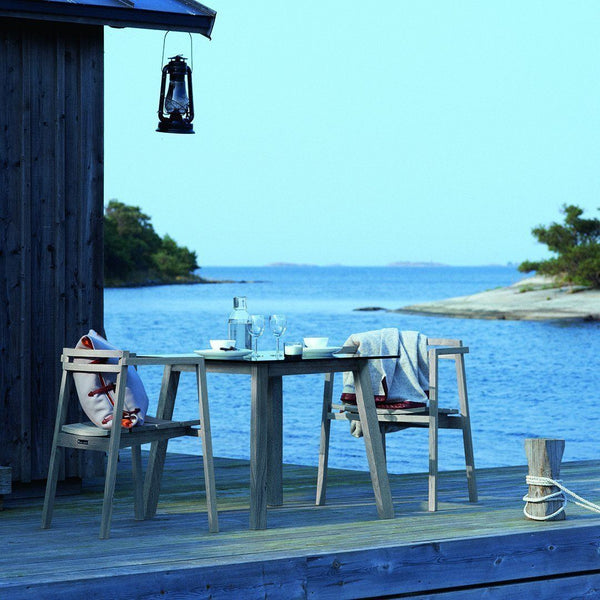 Skargaarden Oxnö Armchair Teak Felt Dark Grey 